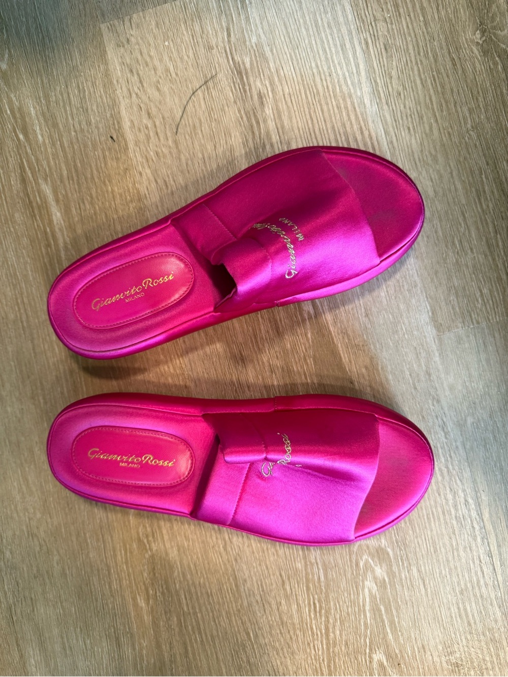 Gianvito Rossi Fuchsia Satin Slide Mules